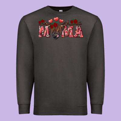 Premium Sweatshirt Valentine's day mama black highland cow