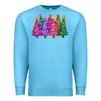 Ocean Blue christmas trees and lights Premium Sweatshirt - Zillion Design Studio