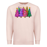 Pale Pink christmas trees and lights Premium Sweatshirt - Zillion Design Studio
