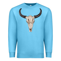 Ocean Blue western bull skull tbw Premium Sweatshirt - texasbilliewilder