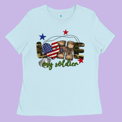 Love My Soldier Ladies Tee Designed By Barkaloodesign