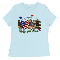 Baby Blue Love My Soldier Ladies Tee - BarkalooDesign