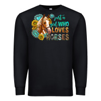 Black western just a girl who loves horses Premium Sweatshirt - texasbilliewilder