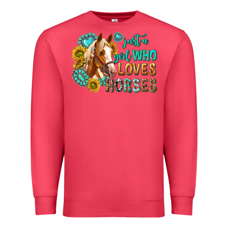 Western Just A Girl Who Loves Horses Premium Sweatshirt by texasbilliewilder | Teevron