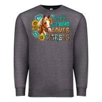 Charcoal Heather western just a girl who loves horses Premium Sweatshirt - texasbilliewilder
