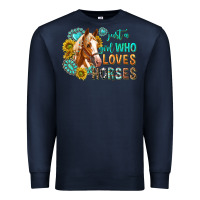 Navy western just a girl who loves horses Premium Sweatshirt - texasbilliewilder