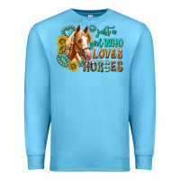 Ocean Blue western just a girl who loves horses Premium Sweatshirt - texasbilliewilder
