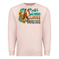 Pale Pink western just a girl who loves horses Premium Sweatshirt - texasbilliewilder