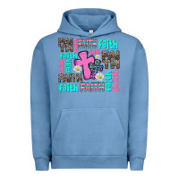 Pigment Pebble Blue faith with cross Urban Hoodie - AdoDesignShop
