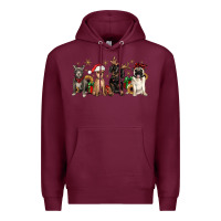 Burgundy christmas chihuahua pitbull pug dachshund Premium Hoodie - JahusDesignShop