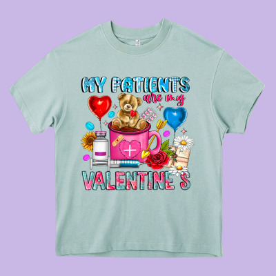 My Patients Is Valentines Heavy Core Tee Designed By Cowhidedigitalart