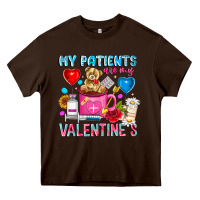 Chocolate Brown My Patients is Valentines Heavy Core Tee - CowhideDigitalArt