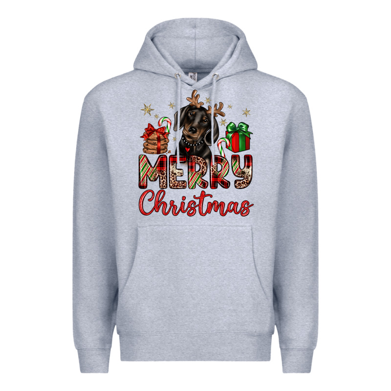 Merry Christmas Dachshund Premium Hoodie by JahusDesignShop | Teevron
