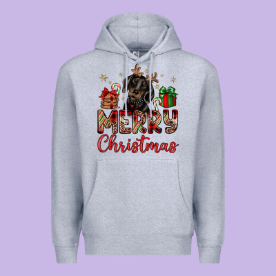 Merry Christmas Dachshund Premium Hoodie Designed By Jahusdesignshop