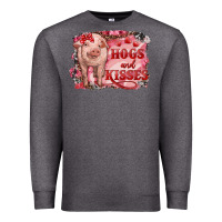 Charcoal Heather Valentines Day Pig Hogs And Kisses Premium Sweatshirt - RanaPortraitStore
