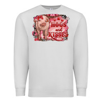 Dove Grey Valentines Day Pig Hogs And Kisses Premium Sweatshirt - RanaPortraitStore