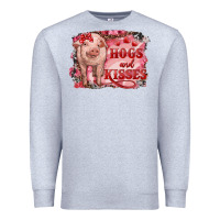Heather Grey Valentines Day Pig Hogs And Kisses Premium Sweatshirt - RanaPortraitStore