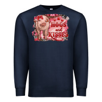 Navy Valentines Day Pig Hogs And Kisses Premium Sweatshirt - RanaPortraitStore