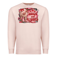 Pale Pink Valentines Day Pig Hogs And Kisses Premium Sweatshirt - RanaPortraitStore