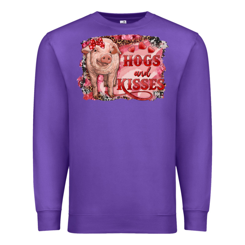 Valentines Day Pig Hogs And Kisses Premium Sweatshirt by RanaPortraitStore | Teevron