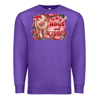 Purple Valentines Day Pig Hogs And Kisses Premium Sweatshirt - RanaPortraitStore