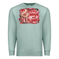 Seafoam Valentines Day Pig Hogs And Kisses Premium Sweatshirt - RanaPortraitStore