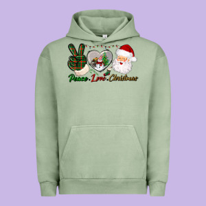 Peace Love Christmas Urban Hoodie Designed By Bundleandbundleshop