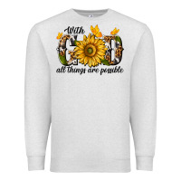 Oatmeal Heather with god all things are possible Premium Sweatshirt - texasbilliewilder