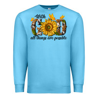 Ocean Blue with god all things are possible Premium Sweatshirt - texasbilliewilder