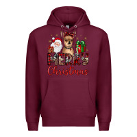 Burgundy merry christmas chihuahua Premium Hoodie - JahusDesignShop