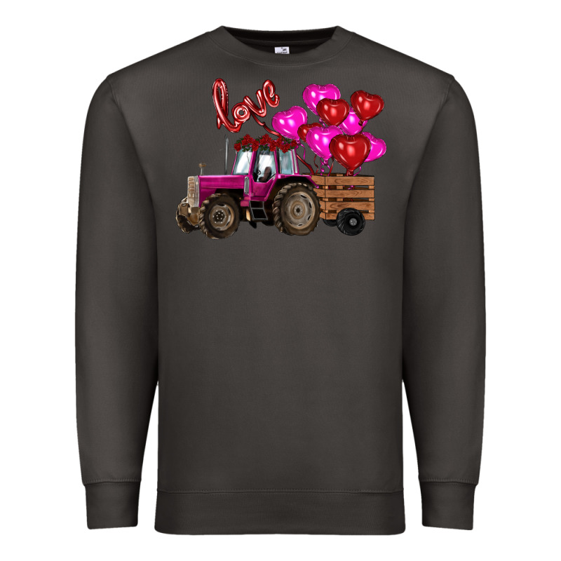 Valentine's Day Pink Tractor With Pin Heart Balloons Premium Sweatshirt by RanaPortraitStore | Teevron