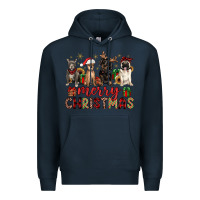 Navy merry christmas chihuahua pitbull pug dachshund Premium Hoodie - JahusDesignShop