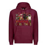 Burgundy merry christmas chihuahua pitbull pug dachshund Premium Hoodie - JahusDesignShop