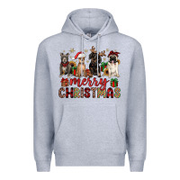 Heather Grey merry christmas chihuahua pitbull pug dachshund Premium Hoodie - JahusDesignShop