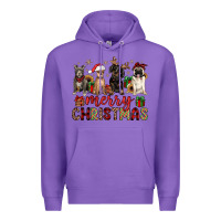 Purple merry christmas chihuahua pitbull pug dachshund Premium Hoodie - JahusDesignShop