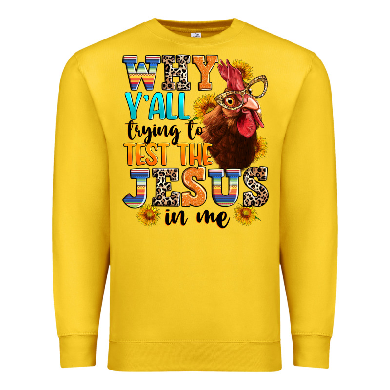 Why Yall Trying To Test The Jesus In Me Premium Sweatshirt by texasbilliewilder | Teevron
