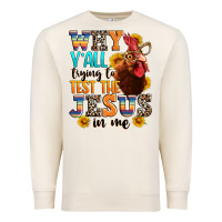 Sandshell why yall trying to test the jesus in me Premium Sweatshirt - texasbilliewilder