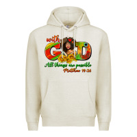 Oatmeal Heather with god all things are possible juneteenth Premium Hoodie - AdoDesignShop