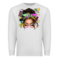 Oatmeal Heather 90s messy bun Premium Sweatshirt - texasbilliewilder