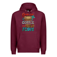 Burgundy give me coffee and jesus Premium Hoodie - BundleAndBundleShop