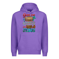 Purple give me coffee and jesus Premium Hoodie - BundleAndBundleShop