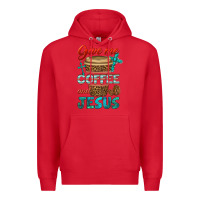 Red give me coffee and jesus Premium Hoodie - BundleAndBundleShop