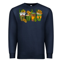 Navy cactus coffee cups Premium Sweatshirt - texasbilliewilder