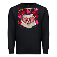 Black Valentine's day white pomeranian Premium Sweatshirt - RanaPortraitStore