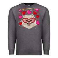 Charcoal Heather Valentine's day white pomeranian Premium Sweatshirt - RanaPortraitStore