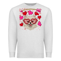 Oatmeal Heather Valentine's day white pomeranian Premium Sweatshirt - RanaPortraitStore