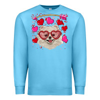 Ocean Blue Valentine's day white pomeranian Premium Sweatshirt - RanaPortraitStore
