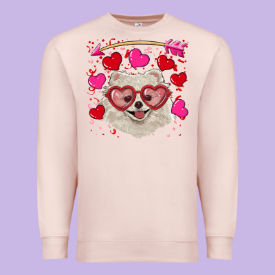 Premium Sweatshirt Valentine's day white pomeranian