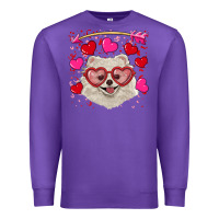 Purple Valentine's day white pomeranian Premium Sweatshirt - RanaPortraitStore