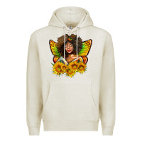Oatmeal Heather butterfly afro woman juneteenth Premium Hoodie - AdoDesignShop